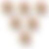 Lot 6 boutons bois : rond arc en ciel 15mm (03)