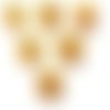 Lot 6 boutons bois : rond motif chouette 15mm (01)