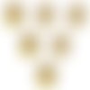 Lot 6 boutons acryliques : forme rose transparente blanc et doré 13mm (01)
