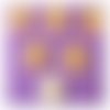 Lot 6 boutons bois : rond motif visage rigolo 15mm (02)