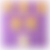 Lot 6 boutons bois : rond motif visage rigolo 15mm (03)