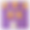 Lot 6 boutons bois : rond motif visage rigolo 15mm (05)