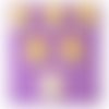 Lot 6 boutons bois : rond motif visage rigolo 15mm (09)