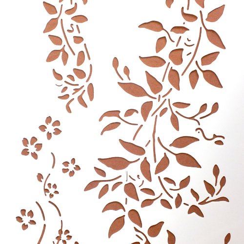 Pochoir plastique 26*18cm : fleur et feuillage (01)