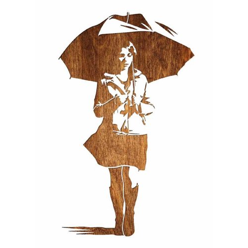 Pochoir a4  21 x 29,7 cm en plastique mylar jeune femme au parapluie