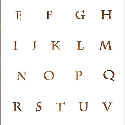 Pochoir a4 en plastique mylar alphabet lettre typo charlemagne
