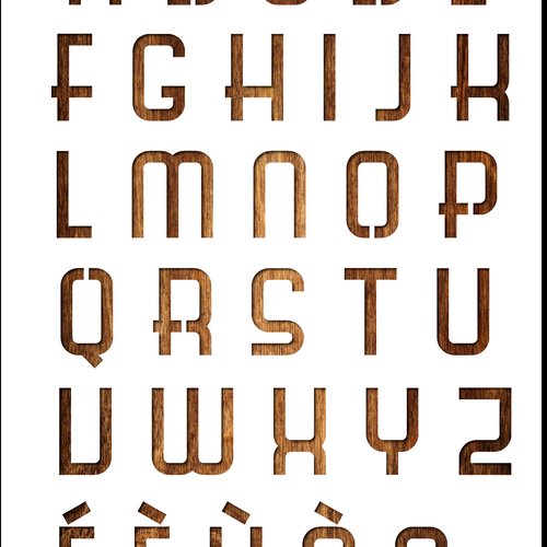 Pochoir a4 en plastique mylar alphabet lettre typo science 35 mm