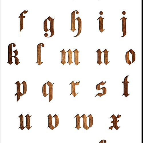 Pochoir en plastique mylar  format a4  alphabet germanica lettres minusculescapitales