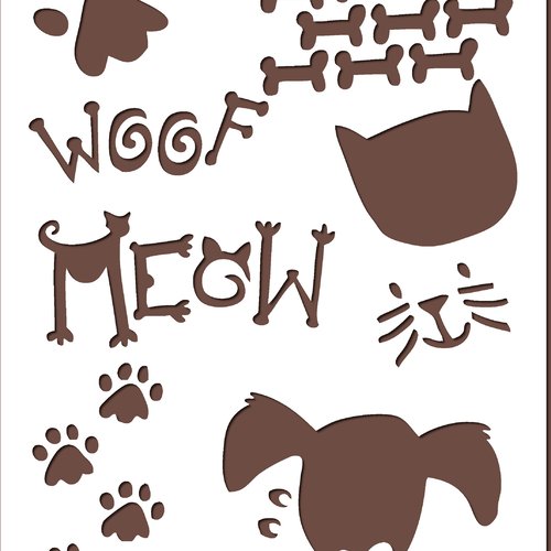 Pochoir en plastique mylar 23 x18cm : chat et chien