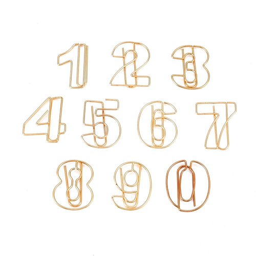 Lot 10 trombones scrapbooking  en fer de forme de chiffre (01)