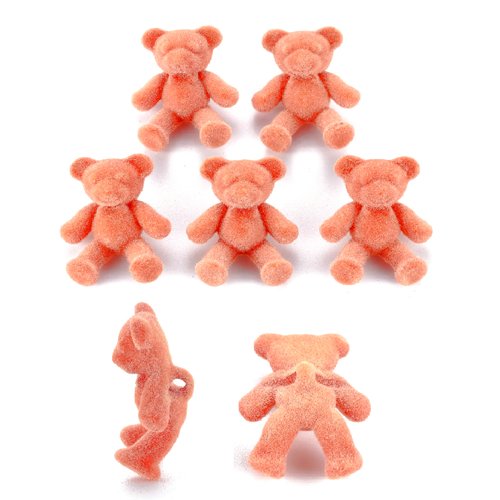 Lot 6 boutons  acrylique velours: ourson marron clair 37*28mm (01)
