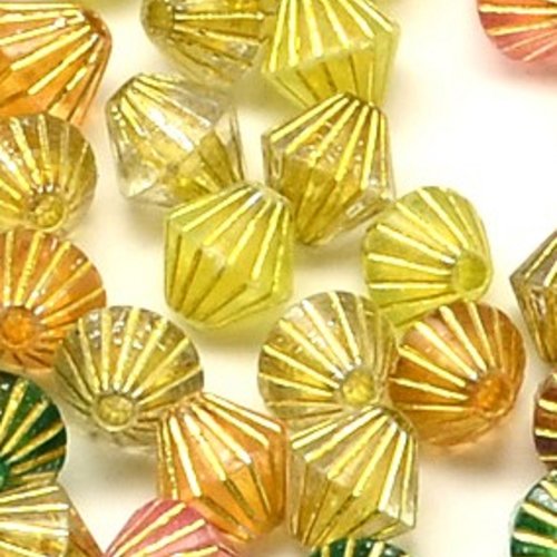 Lot 45 perles acryliques : toupies multicolores brillantes 8*7mm