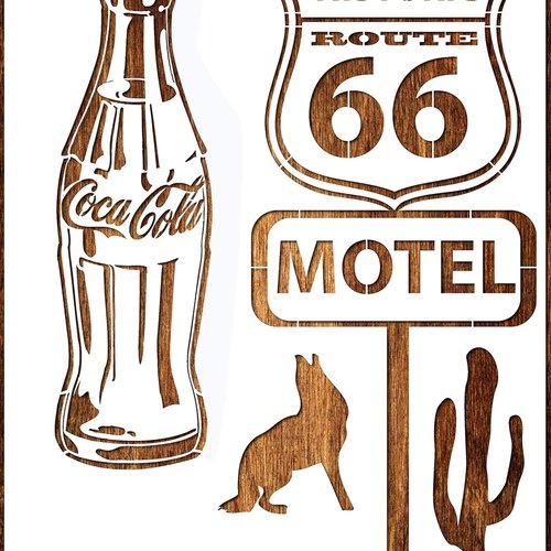 ​​​​​​​pochoir en plastique mylar 21 * 29,7 cm : route 66 vintage thême