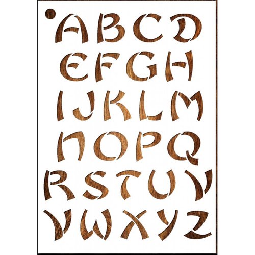 Pochoir lettre a4 en plastique mylar alphabet style asiatique 35 mm