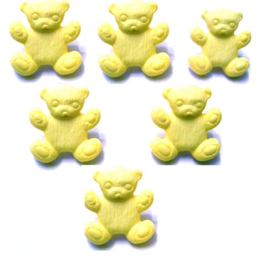 Lot 6 boutons acryliques : ourson jaune clair 14*13mm