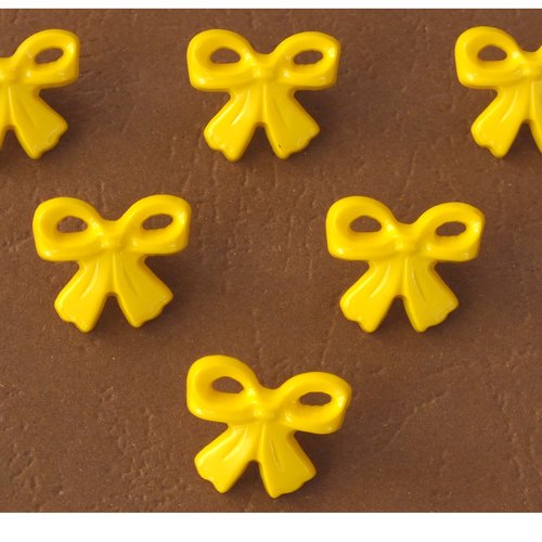 Lot 6 boutons acryliques : noeud papillon jaune 17*14mm (02)