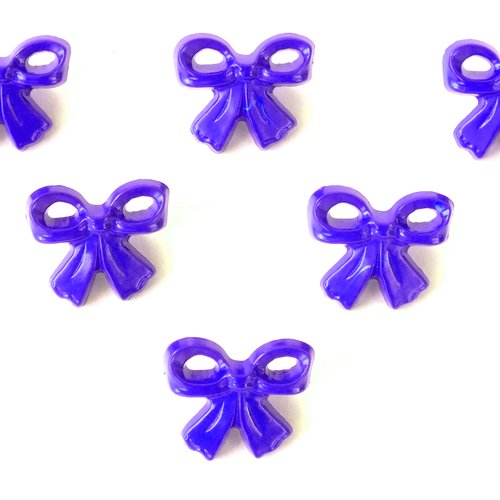 Lot 6 boutons acryliques : noeud papillon bleu fonçé 17*14mm (02)