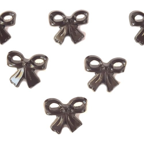 Lot 6 boutons acryliques : noeud papillon noir 17*14mm (02)