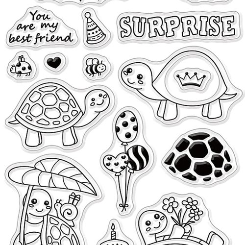 Tampons silicone transparent  motifs tortues (01)