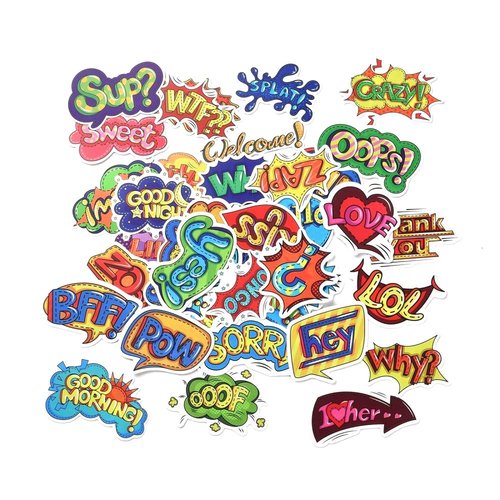 Lot 46 stickers  thème expressions  dimension de  7 à 8cm