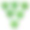 Lot 6 boutons bois : coeur vert 19*18mm (09)