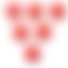 Lot 6 boutons bois : fleur rouge 14mm (16)