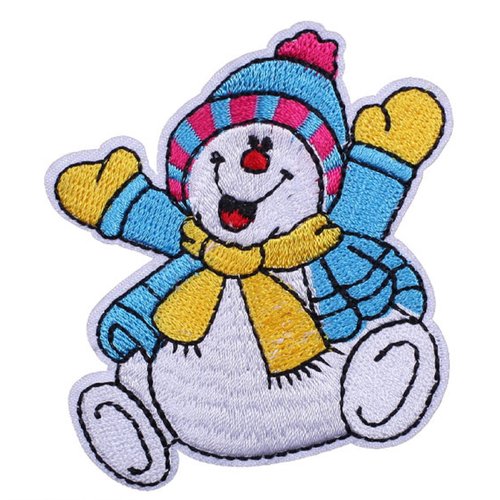 Applique tissu thermocollant : bonhomme de neige 8*7cm (02)