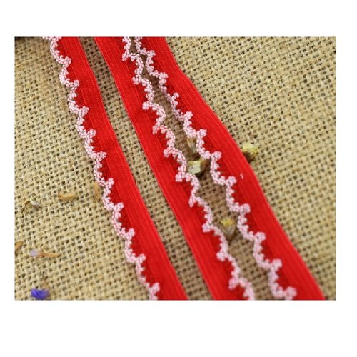 Elastique 2 metres : nylon rouge/blanc largeur 11mm (06)