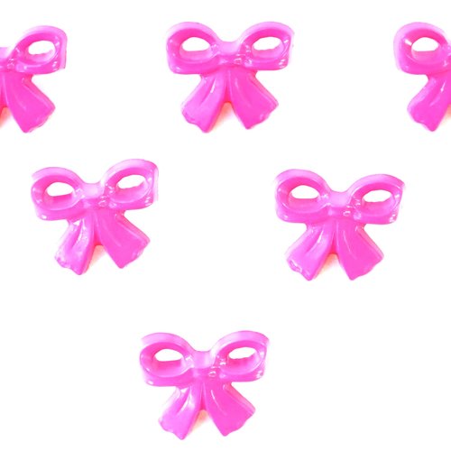 Lot 6 boutons acryliques : noeud papillon rose 17*14mm (02)