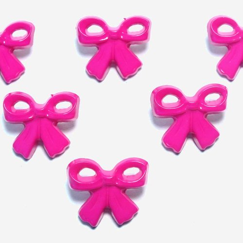Lot 6 boutons acryliques : noeud papillon rose fonçé 17*14mm (02)