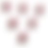 Lot 6 boutons acryliques : tulipe rose/marron 14*11mm