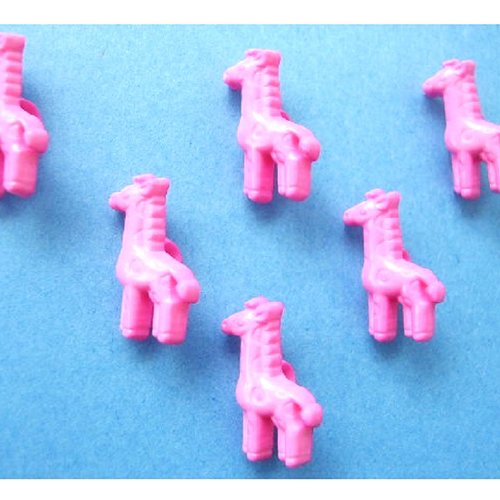 Lot 6 boutons acryliques : girafe rose 18*10mm