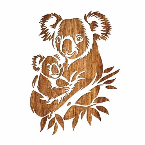 Pochoir plastique mylar  koala avec son bébé 28*28 cm