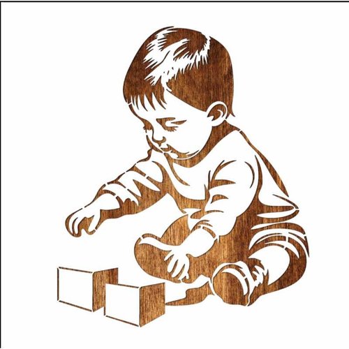 Pochoir plastique mylar  enfant jouant au cube  28*28cm