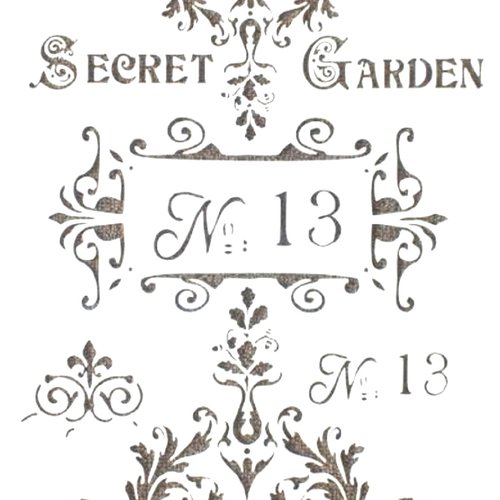 Pochoir plastique motif  secret de jardin 30*21cm