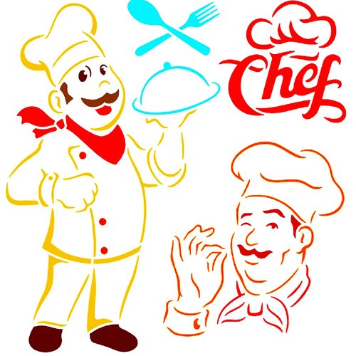 Pochoir plastique 30*30cm : chef cuisine