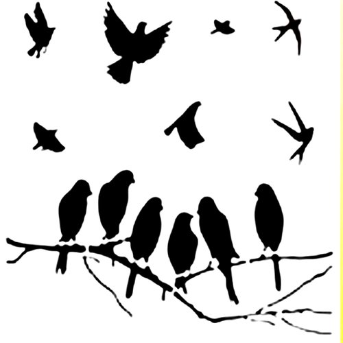 Pochoir plastique 23*23cm :oiseaux (06)