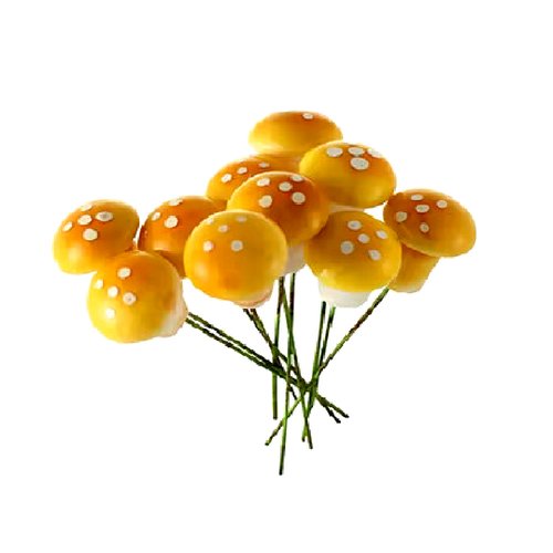 Miniature mousse : lot 6 champignons blanc/orange ø 1.6cm