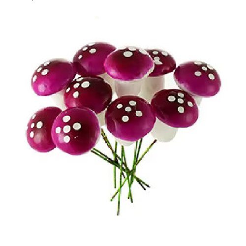 Miniature mousse : lot 6 champignons blanc/violet ø 1.6cm