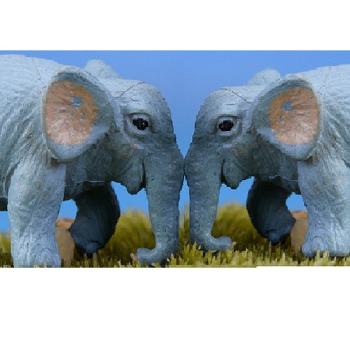 Miniature resine : lot 2 éléphants bleu longueur 23*16mm