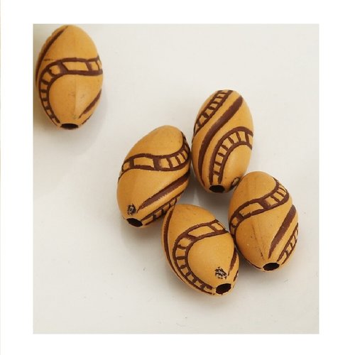 Perles acryliques : 50 ovales marrons noires 13*7mm (01)