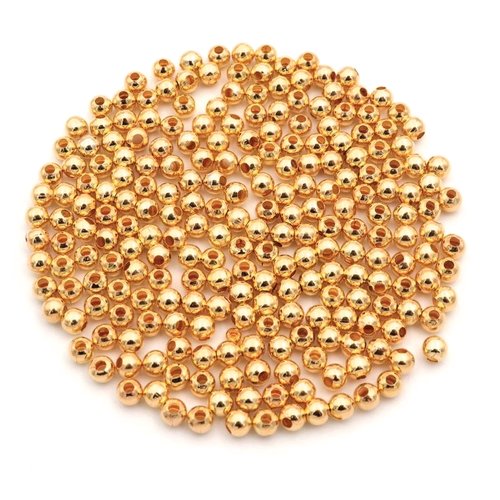 Perles acryliques : 30 rondes lisses dorées 10mm