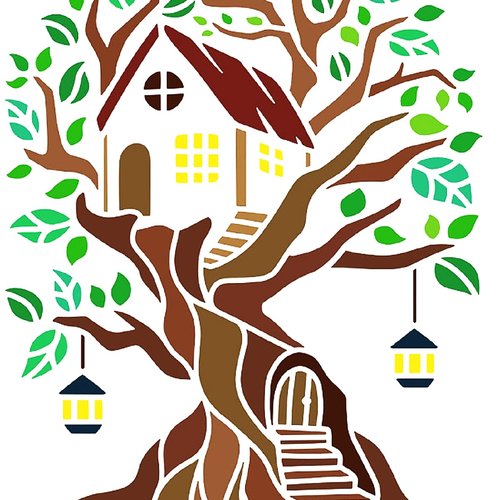 Pochoir plastique 30*21cm : maison dans l'arbre