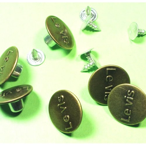 Lot 6 boutons metal 17mm : rond à pression pour jean (84)