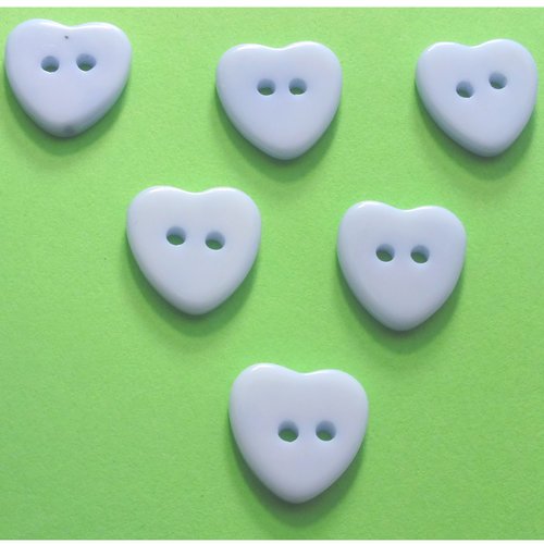 Lot 6 boutons acryliques : coeur bleu clair 13*12mm (02)