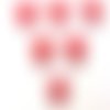 Lot 6 boutons : coeur rouge13*12mm (02)