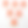 Lot 6 boutons acryliques : coeur orange + fleur blanche 14mm