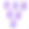 Lot 6 boutons acryliques : champignon mauve/blanc 15*14mm (01)