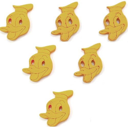Lot 6 boutons bois : donald 22*14mm