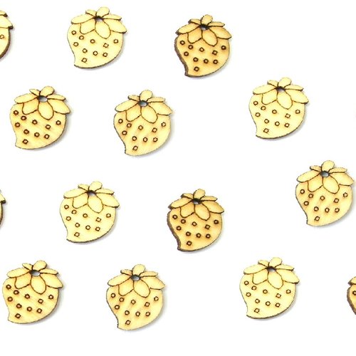 Lot 20 boutons bois 1 trou : fraise 17*14mm